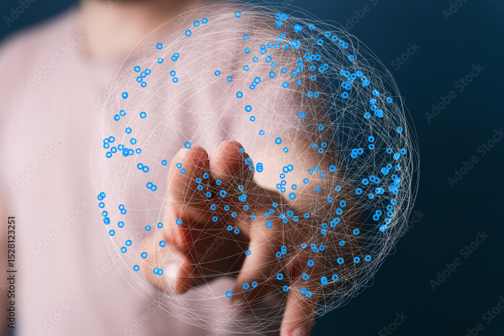Poster Abstract image depicting global network, connectivity, and digital interaction.