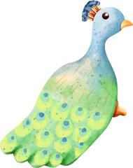 watercolor peacock
