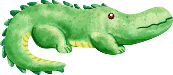 Naklejka premium watercolor cartoon crocodile