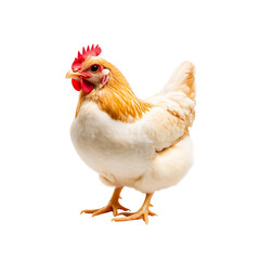 Fototapeta premium Beautiful White Chicken Standing Proudly on a Clean White Background for Stock Photography
