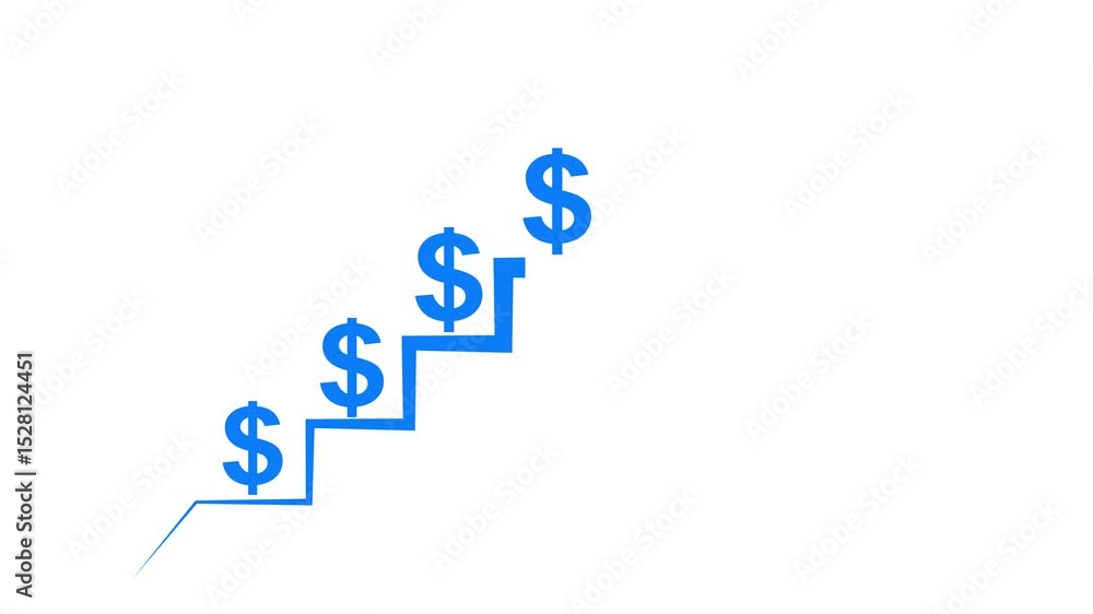 Poster analyzing financial growth with currency symbols and rising graph animation.abstract rising arrow wi