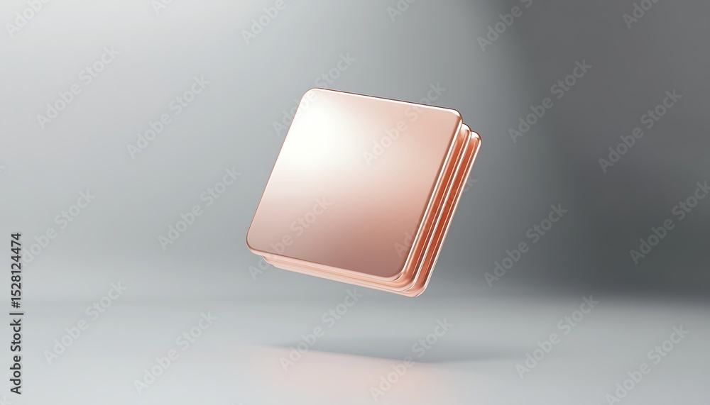 Poster a soft rose gold 3d vector file type icon floating on a matte gray background with subtle lighting.