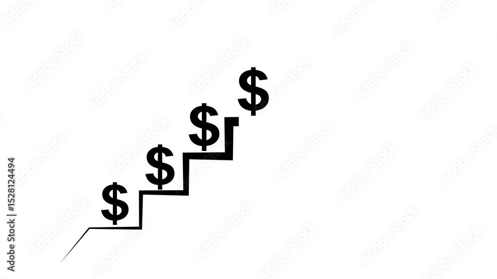 Poster an image of a digital graph with dollar signs and rising bars displayed in golden hues on a dark bac