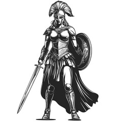 Obraz premium vector knight with sword roman legionary drawing .Generative AI