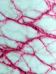 Elegant polished marble slab with vivid pink tourmaline veins, rare gemstone pattern and natural glossy shine