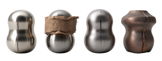 A group of three different types of metal objects