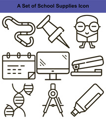 Fototapeta premium Back to School Stationery Illustration Set 
