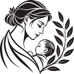 silhouette of a mother cradling a baby