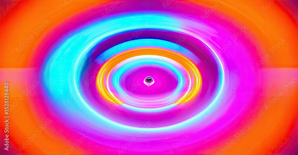 Aufkleber Bright concentric circles radiate from center. Vivid colors blend, creating dynamic visual effect. Black background emphasizes luminosity.