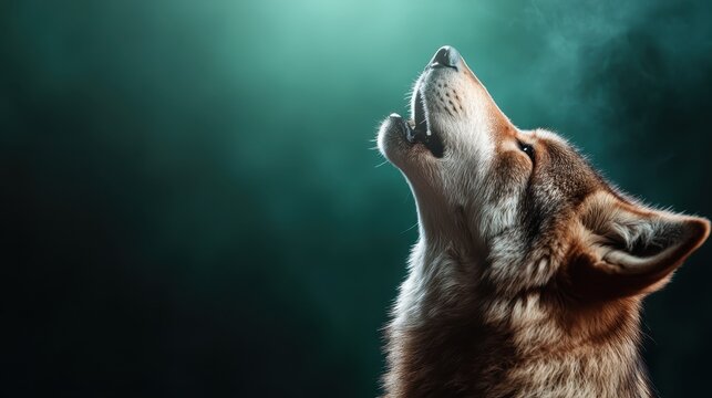 An expressive dog howls beneath atmospheric lighting, capturing an emotional moment that resonates with themes of longing and connection, inviting viewers into its world.