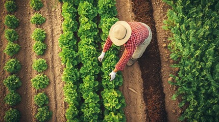 Farmer planting trees alongside crops, showing eco-friendly intercropping.