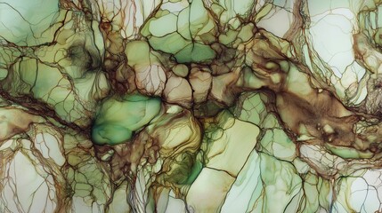 Abstract Art Texture: Fluid Colors in Green and Brown &ndash; Organic Patterns and Vivid Designs for Modern Wallpaper &ndash; Soft Ethereal Flow with Unique Shapes and Lines in Digital Creativity