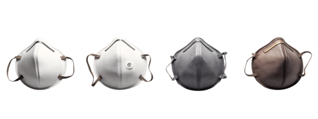 A set of four different types of face masks