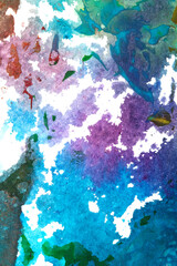 Thick Textured Abstract Acrylic Paint Lines, Swirls and Brush Strokes and Vibrant Splatters Liquid Background