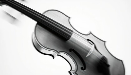 Abstract black and white photograph of a violin with motion blur