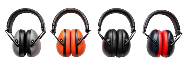 A set of four different colored ear muffs