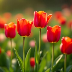 Bright Spring Tulip Flower Garden Natural Photo