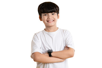 Portrait of asian boy posing on PNG background	