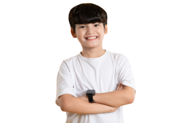 Portrait of asian boy posing on PNG background	