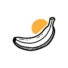 Hand-drawn banana with sun