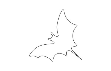Continuous one line drawing of bat. Single line drawing illustration of bat. Bat symbol of luck,  Single Line Drawing of a Flying Bat Halloween Minimalist Art.