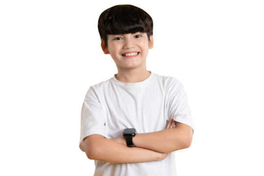 Portrait of asian boy posing on PNG background	