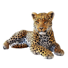 Fototapeta premium Leopard resting on the ground in a natural habitat during the afternoon sun