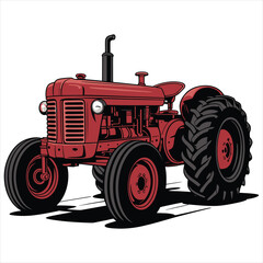 red tractor isolated
