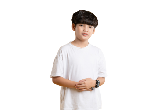 Portrait of asian boy posing on PNG background	