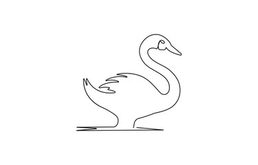 Continuous one line drawing of mute swan. Simple swan outline, Swan continuous line drawing, isolated vector illustration, tattoo, print and logo design, beautiful .