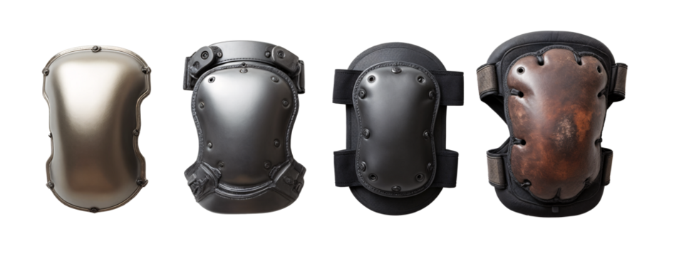 A set of four different types of knee pads.