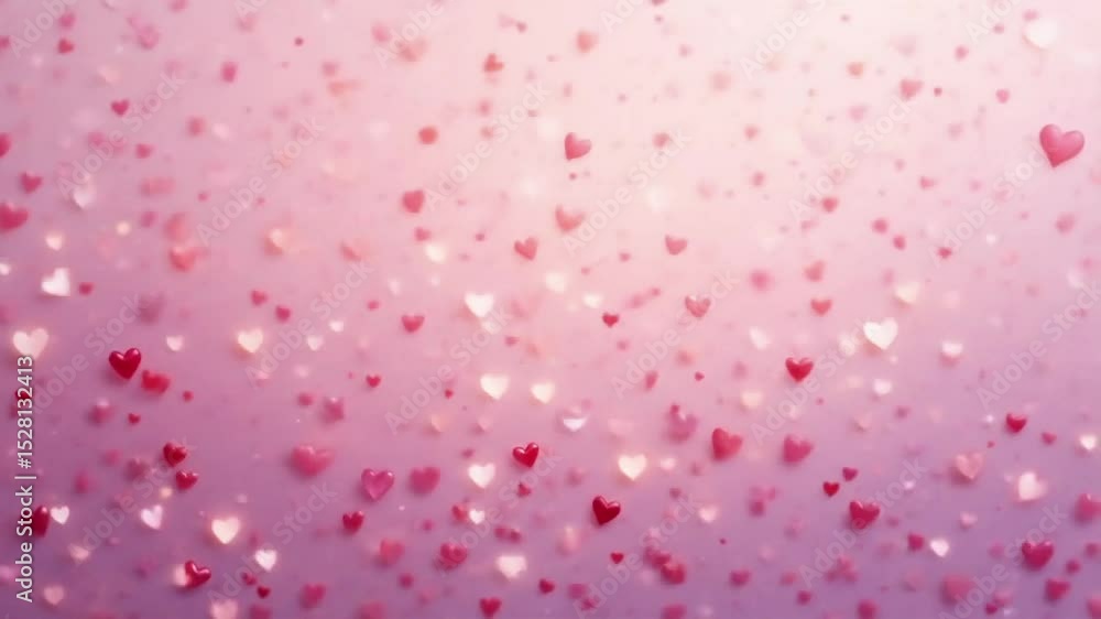 Poster heart shapes scattered on a soft pink background with gradient