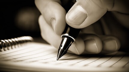 Creative Writing in a Notebook: The Artistry of Calligraphy, Precision, and Inspiration in Black and White Note-taking, Education, and Reflection in a Monochrome Study Journal