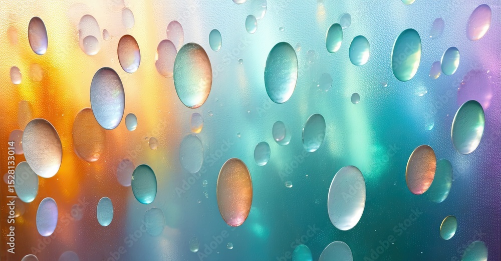 Poster abstract colorful bubbles, fluid shapes, vibrant hues. soft gradients create dreamy, ethereal visual