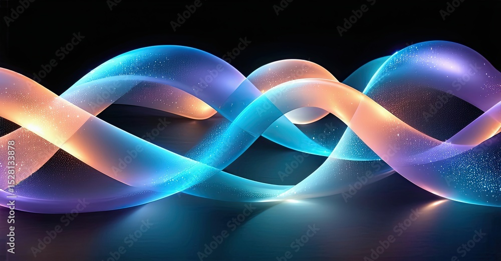 Aufkleber abstract ribbons intertwine, glowing hues create dynamic light effects. smooth curves suggest moveme