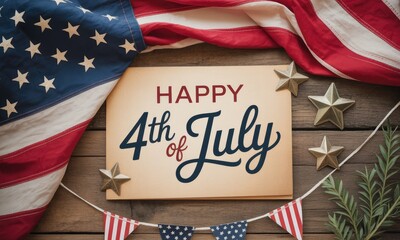 Happy 4th of july american flag stars and festive decoration