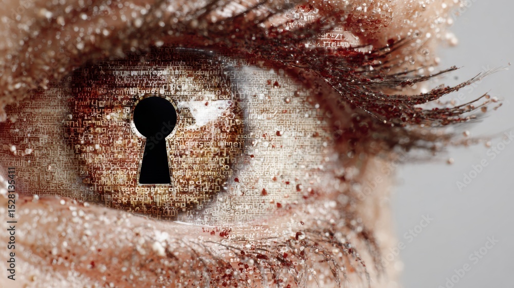 Aufkleber Secure Vision Data Represented by an Eye Within a Digital Padlock With Open Margin for Enhanced Privacy Expression