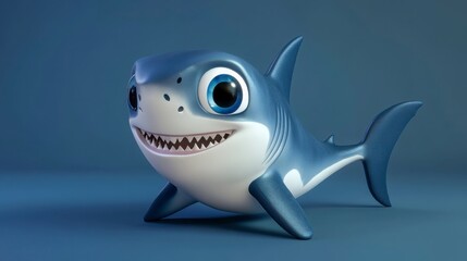 A baby cartoon shark with big eyes and a playful pose.