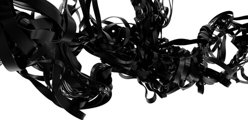 Intricate, abstract image of swirling black ribbons. Perfect for design backgrounds.