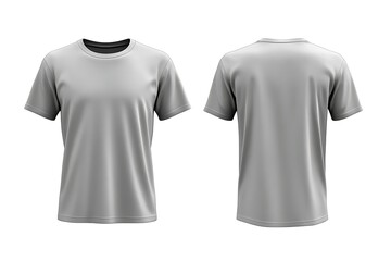 a plain light gray crew neck t-shirt shown from front and back views, isolated on a pure white background