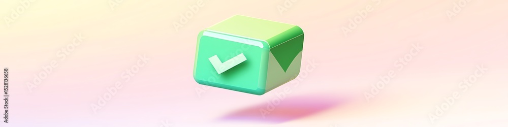 Poster a sharp green download vector action icon floating on a soft pastel gradient background