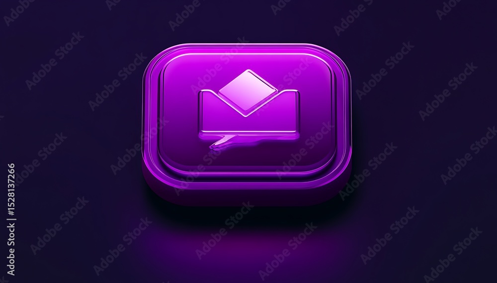 Poster a vibrant purple upload vector action icon on a polished dark background
