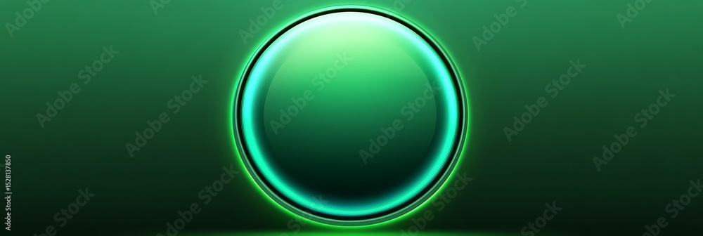 Poster circular 3d vector navigation icon with a subtle shadow effect, glowing neon green background