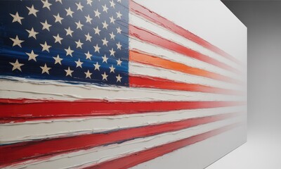 Impasto national flag painting red white blue stripes stars patriotism art