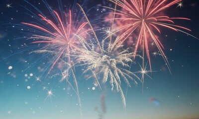 Vibrant fireworks display night sky celebration festive holiday burst