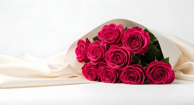 深紅薔薇束 優雅な光彩 包む絹布 (Shinku bara taba yuga na kousai tsutsumu kinu fu) This translates roughly to: "Deep red rose bouquet, elegant light, enveloping silk cloth.". AI Generated