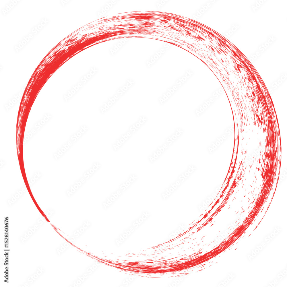 Poster red circle brush stroke vector hand drawn round shape with rough edges isolated ink circle for marki