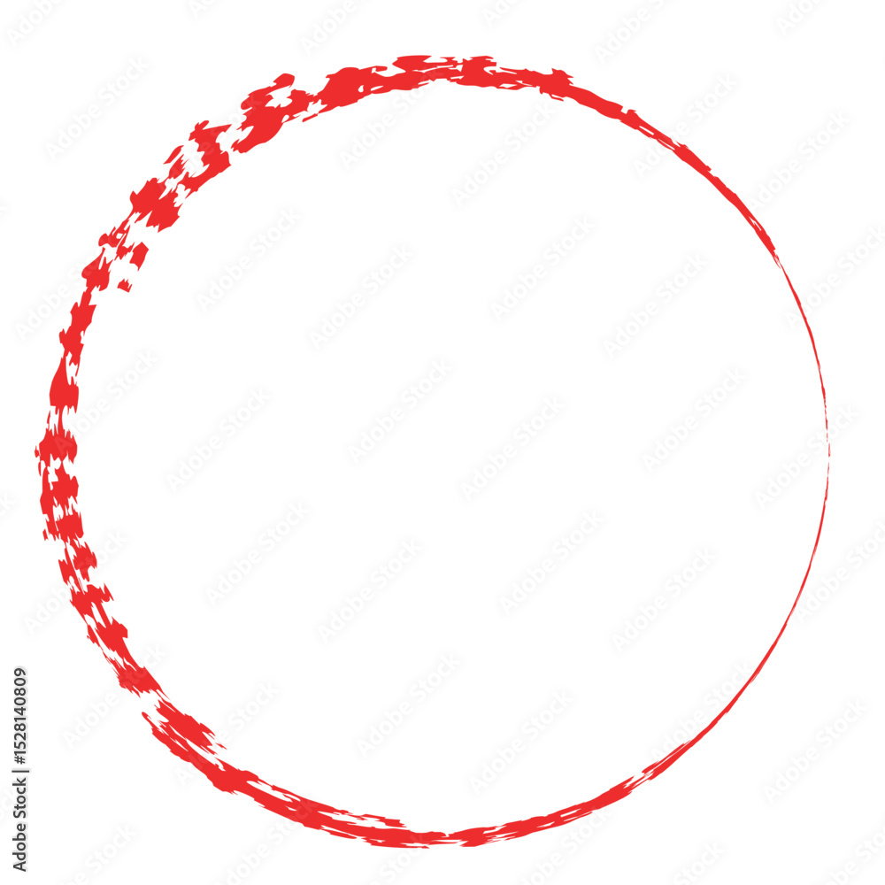 Poster red circle brush stroke vector hand drawn round shape with rough edges isolated ink circle for marki