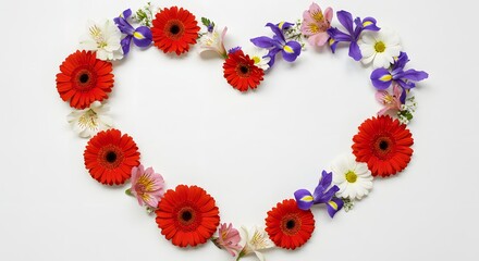 鮮やか花束 心形 優しく彩る春の光. AI Generated