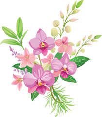 Elegant Pink Orchid Floral Arrangement with Botanical Charm